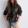 Trench a collo alto effetto pelle Trench a collo alto effetto pelle