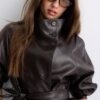 Trench a collo alto effetto pelle Trench a collo alto effetto pelle