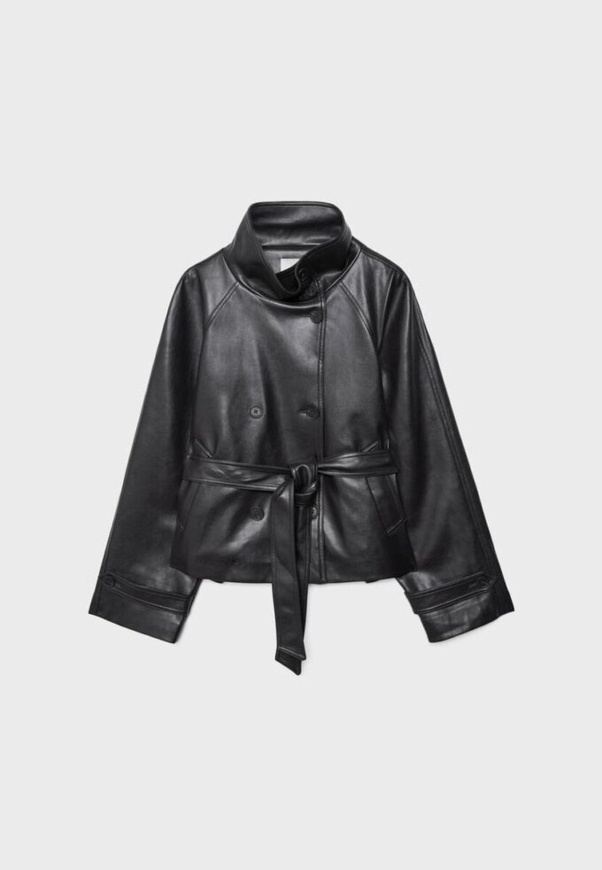 Trench a collo alto effetto pelle Trench a collo alto effetto pelle