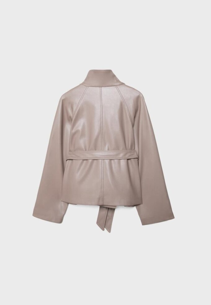 Trench a collo alto effetto pelle Trench a collo alto effetto pelle