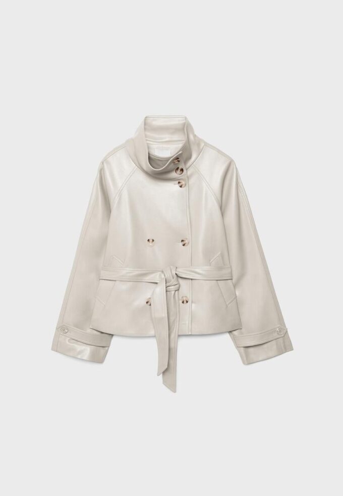 Trench a collo alto effetto pelle Trench a collo alto effetto pelle