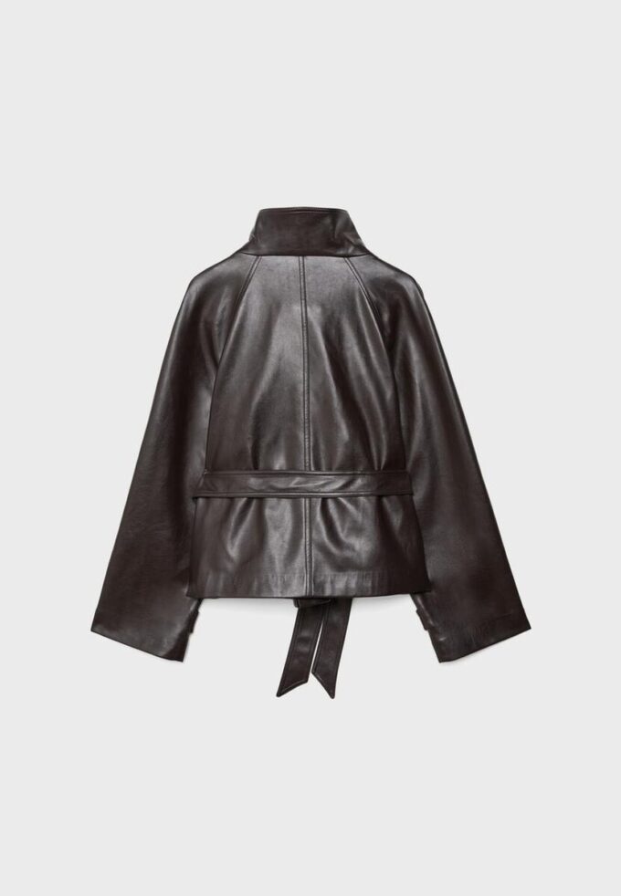 Trench a collo alto effetto pelle Trench a collo alto effetto pelle