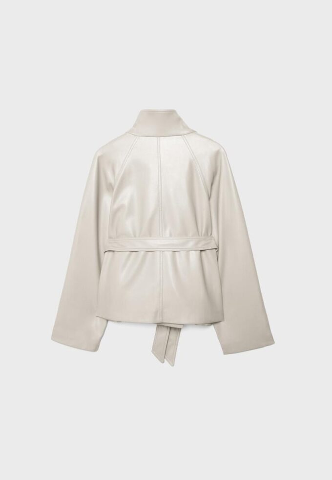 Trench a collo alto effetto pelle Trench a collo alto effetto pelle