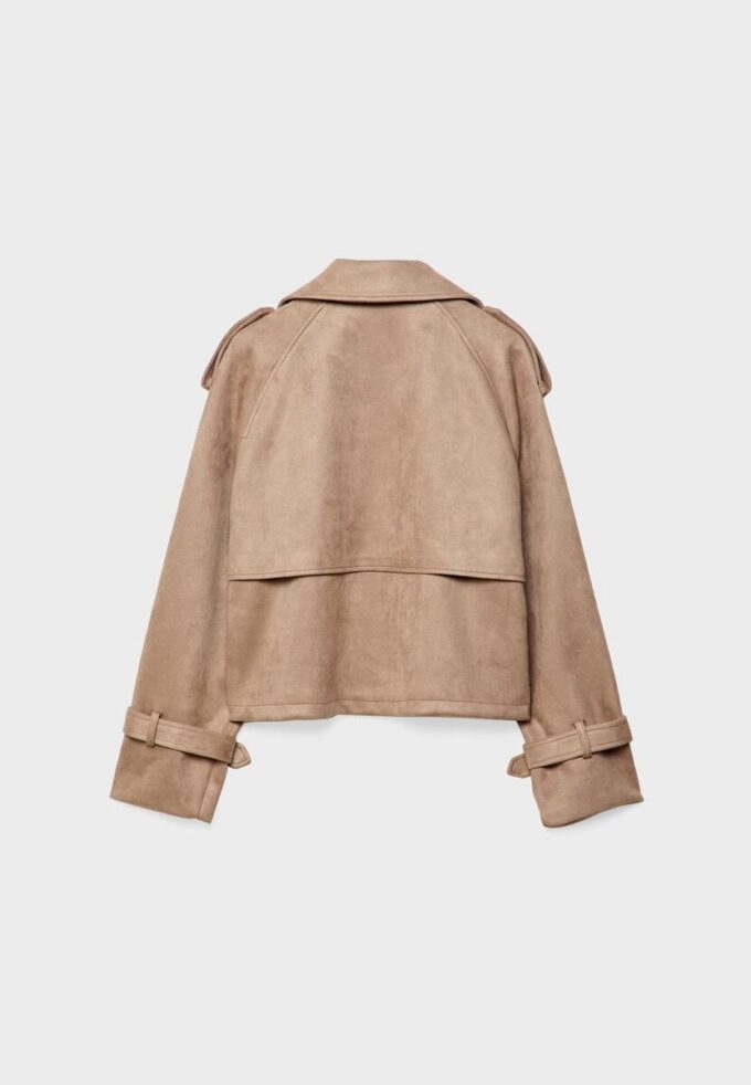 Trench corto in finta pelle scamosciata