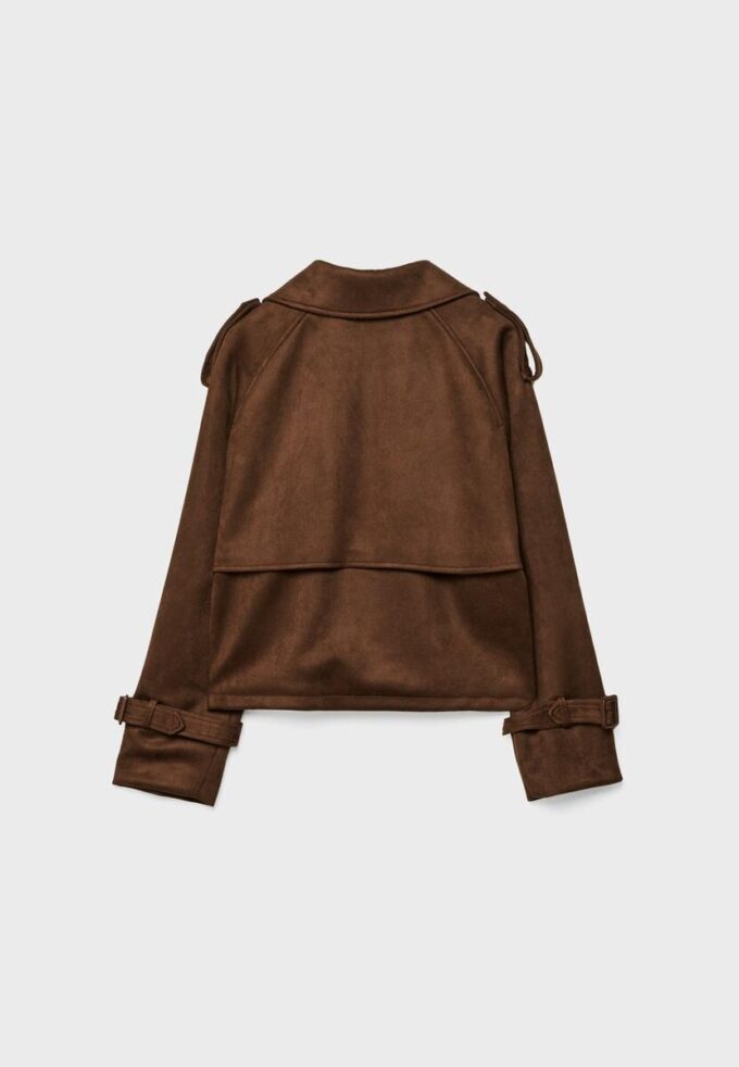 Trench corto in finta pelle scamosciata