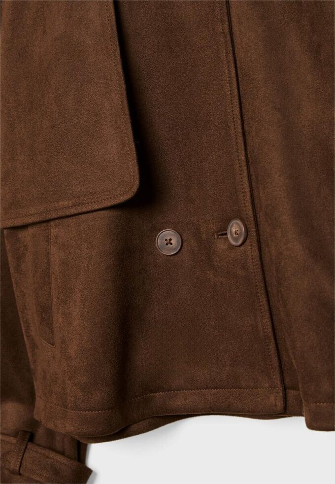 Trench corto in finta pelle scamosciata