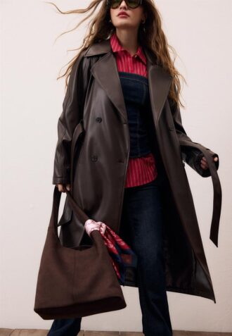 Trench lungo in ecopelle