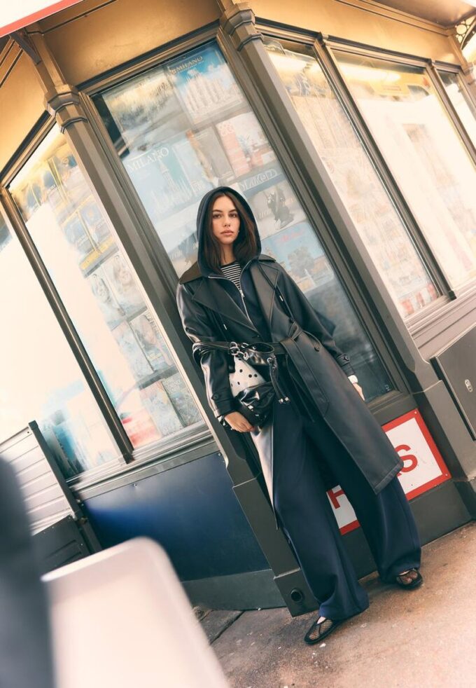 Trench lungo in ecopelle