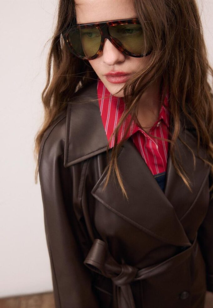 Trench lungo in ecopelle