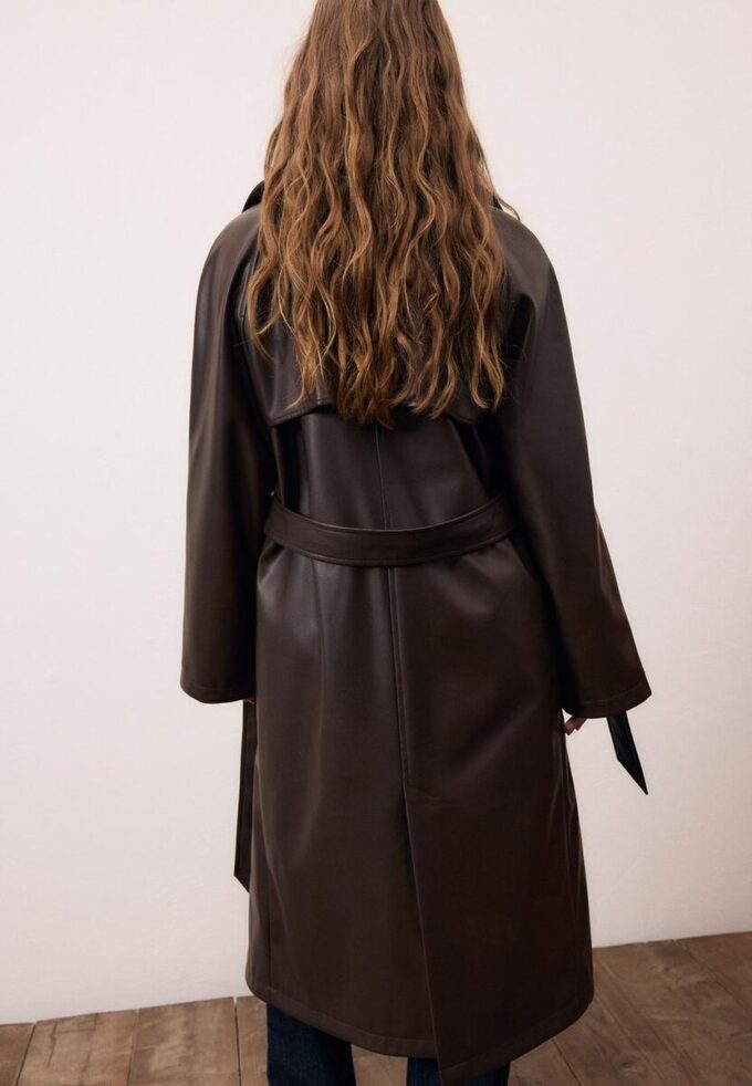 Trench lungo in ecopelle