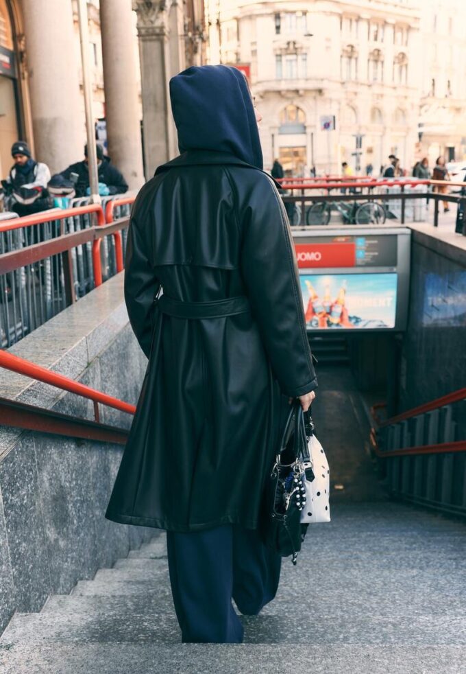 Trench lungo in ecopelle