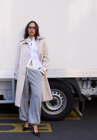 Trench lungo monopetto