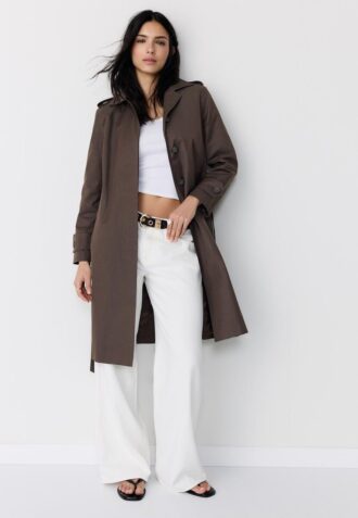 Trench lungo monopetto