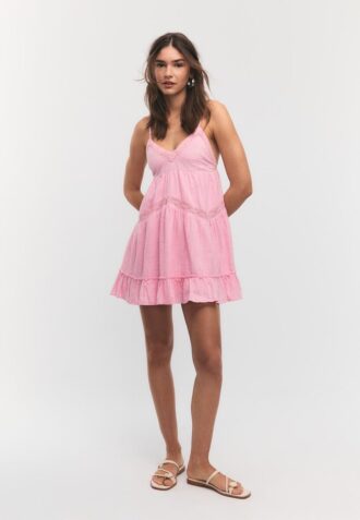 Vestito corto con dettagli in pizzo