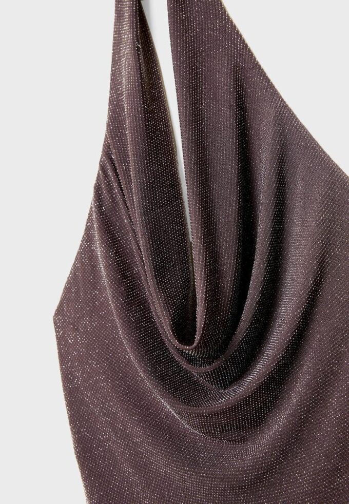 Vestito midi con scollo all’americana e fili metallici