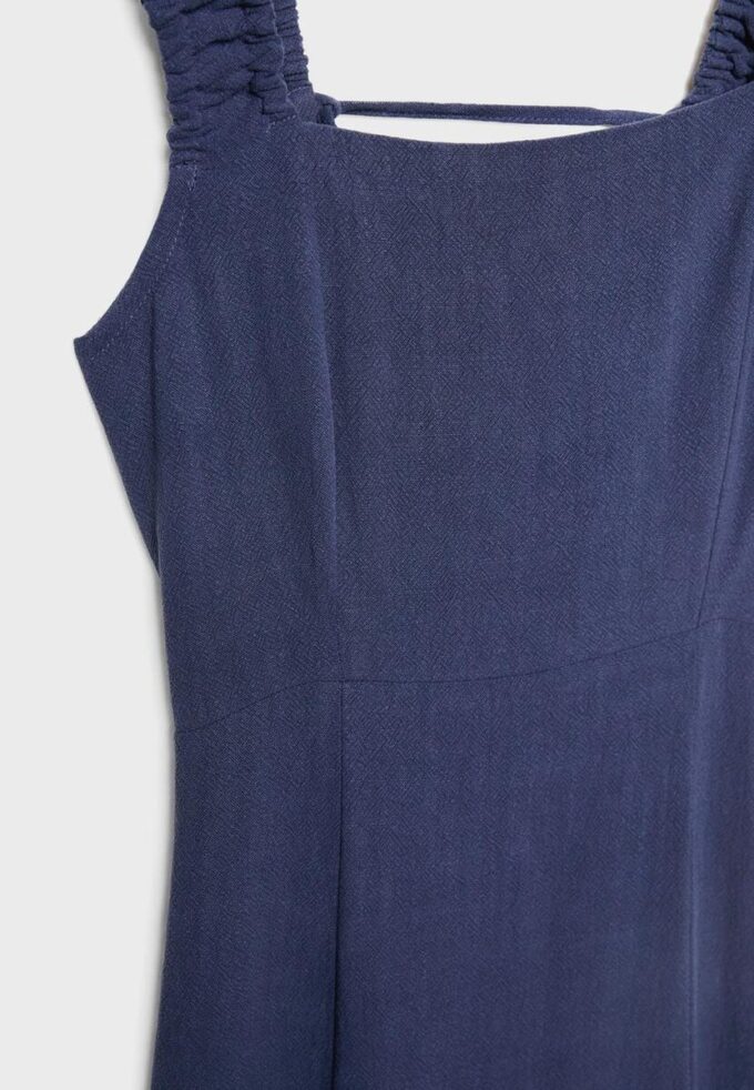 Vestito midi con scollo incrociato effetto lino