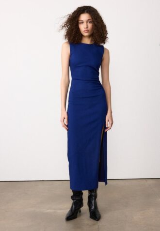 Vestito midi senza maniche in bengalina