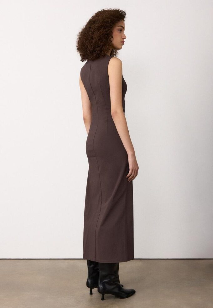 Vestito midi senza maniche in bengalina