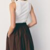 Vestito midi senza maniche in due materiali con cintura