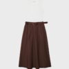 Vestito midi senza maniche in due materiali con cintura
