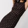 Vestito midi senza maniche in tulle a pois