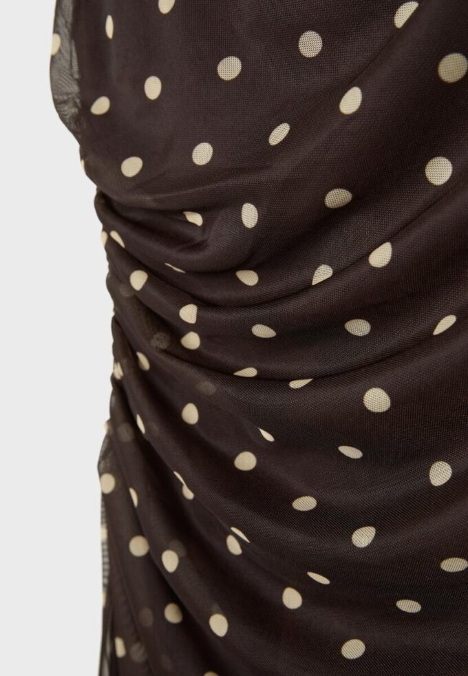 Vestito midi senza maniche in tulle a pois