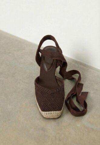 Zeppe con plateau in juta allacciate