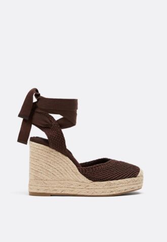 Zeppe con plateau in juta allacciate