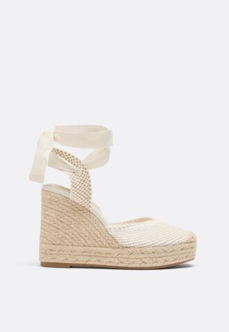 Zeppe con plateau in juta allacciate