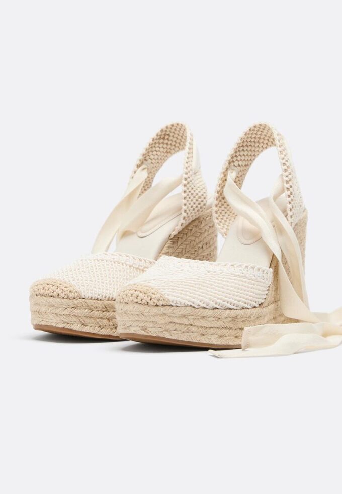 Zeppe con plateau in juta allacciate Zeppe con plateau in juta allacciate