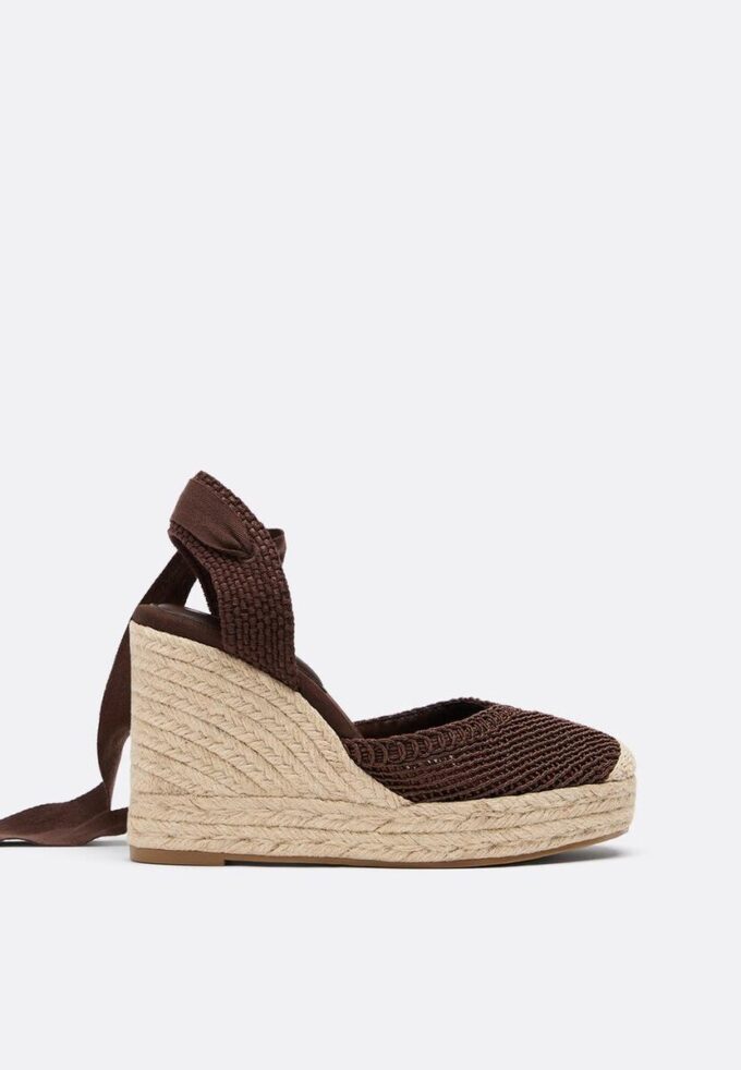 Zeppe con plateau in juta allacciate